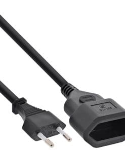 InLine® Euro-Verlängerung, Eurostecker an Eurokupplung, schwarz, 0,5m
