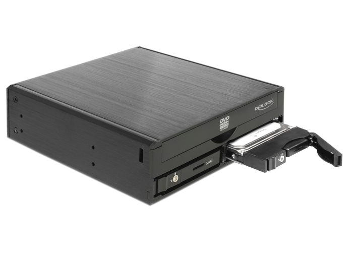 Delock 5.25" Wechselrahmen für 1 x 5.25" Slim Laufwerk + 2 x 2.5" SATA HDD / SSD Delock 5.25" Wechselrahmen für 1 x 5.25" Slim Laufwerk + 2 x 2.5" SATA HDD / SSD