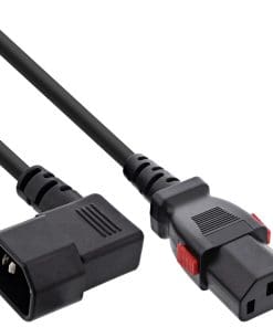 InLine® Kaltgeräteverlängerung, C13 verriegelbar auf C14 gewinkelt, 0,5m