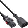 InLine® Kaltgeräteverlängerung, C13 verriegelbar auf C14, schwarz, 1m