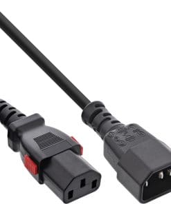 InLine® Kaltgeräteverlängerung, C13 verriegelbar auf C14, schwarz, 0,5m