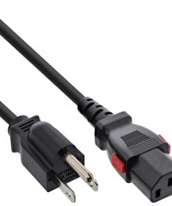 InLine® Netzkabel, Netzstecker USA auf Kaltgerätestecker C13 verriegelbar, 1m