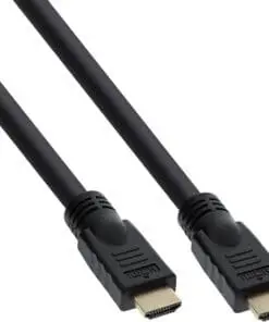 InLine® HDMI Kabel, HDMI-High Speed mit Ethernet, Stecker / Stecker, schwarz / gold, 10m, schwarz