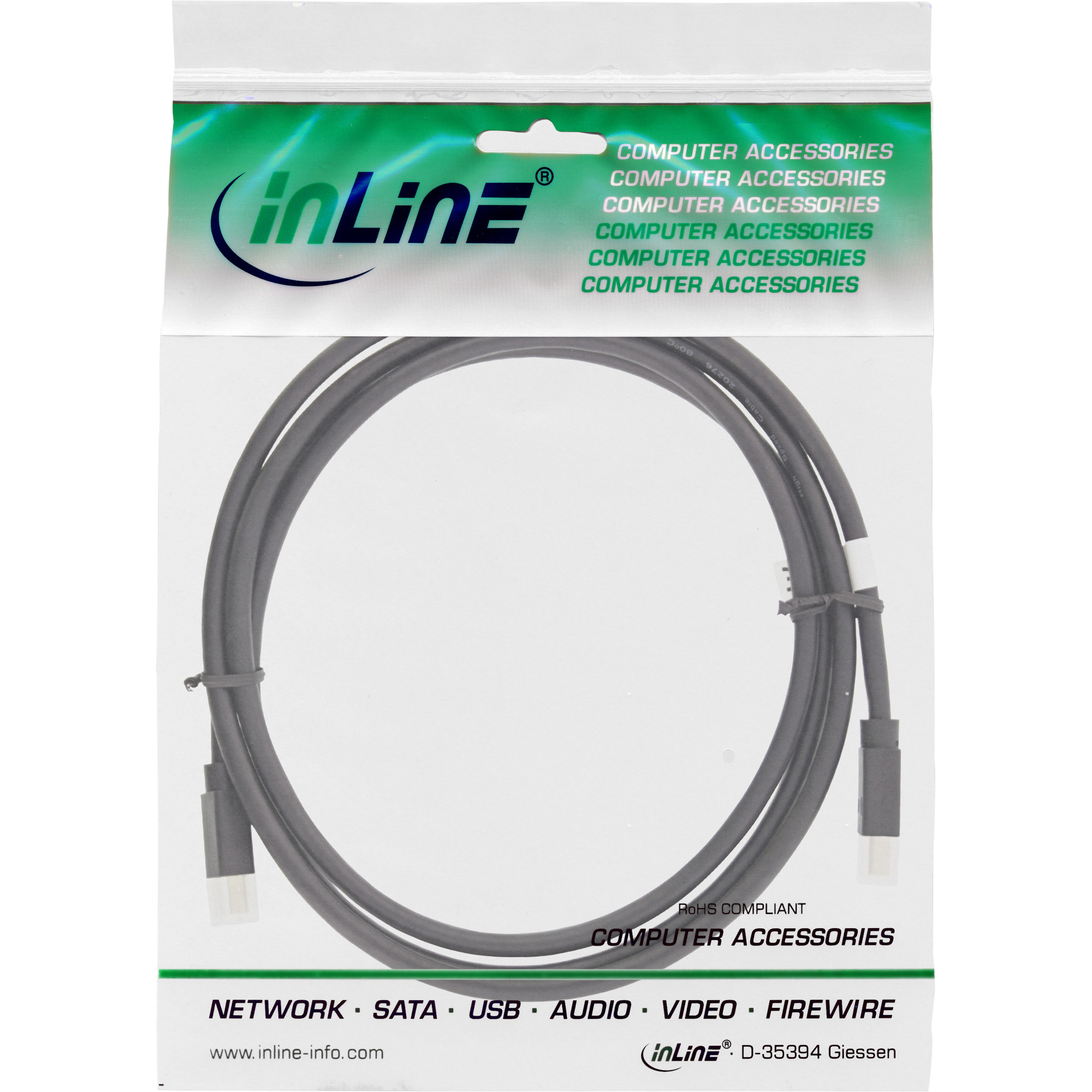 InLine® Mini DisplayPort 1.4 Kabel, Stecker / Stecker schwarz/gold, 2m InLine® Mini DisplayPort 1.4 Kabel, Stecker / Stecker schwarz/gold, 2m – Bild 2