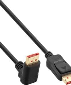 InLine® DisplayPort 1.4 Kabel, 8K4K, nach oben gewinkelt, schwarz/gold, 3m