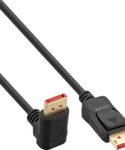 InLine® DisplayPort 1.4 Kabel, 8K4K, nach unten gewinkelt, schwarz/gold, 1m