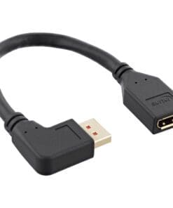DisplayPort 1.4 Adapterkabel ST/BU, 8K4K, links gewinkelt, schwarz/gold, 0,15m