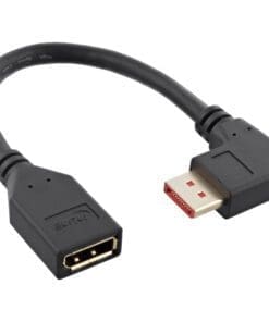 DisplayPort 1.4 Adapterkabel ST/BU, 8K4K, rechts gewinkelt, schwarz/gold, 0,15m