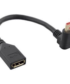 DisplayPort 1.4 Adapterkabel ST/BU, 8K4K, nach unten gewinkelt, schwarz/gold, 0,15m