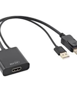 InLine® HDMI BU zu DisplayPort ST Konverter Kabel, 4K, schwarz/gold, 0,3m