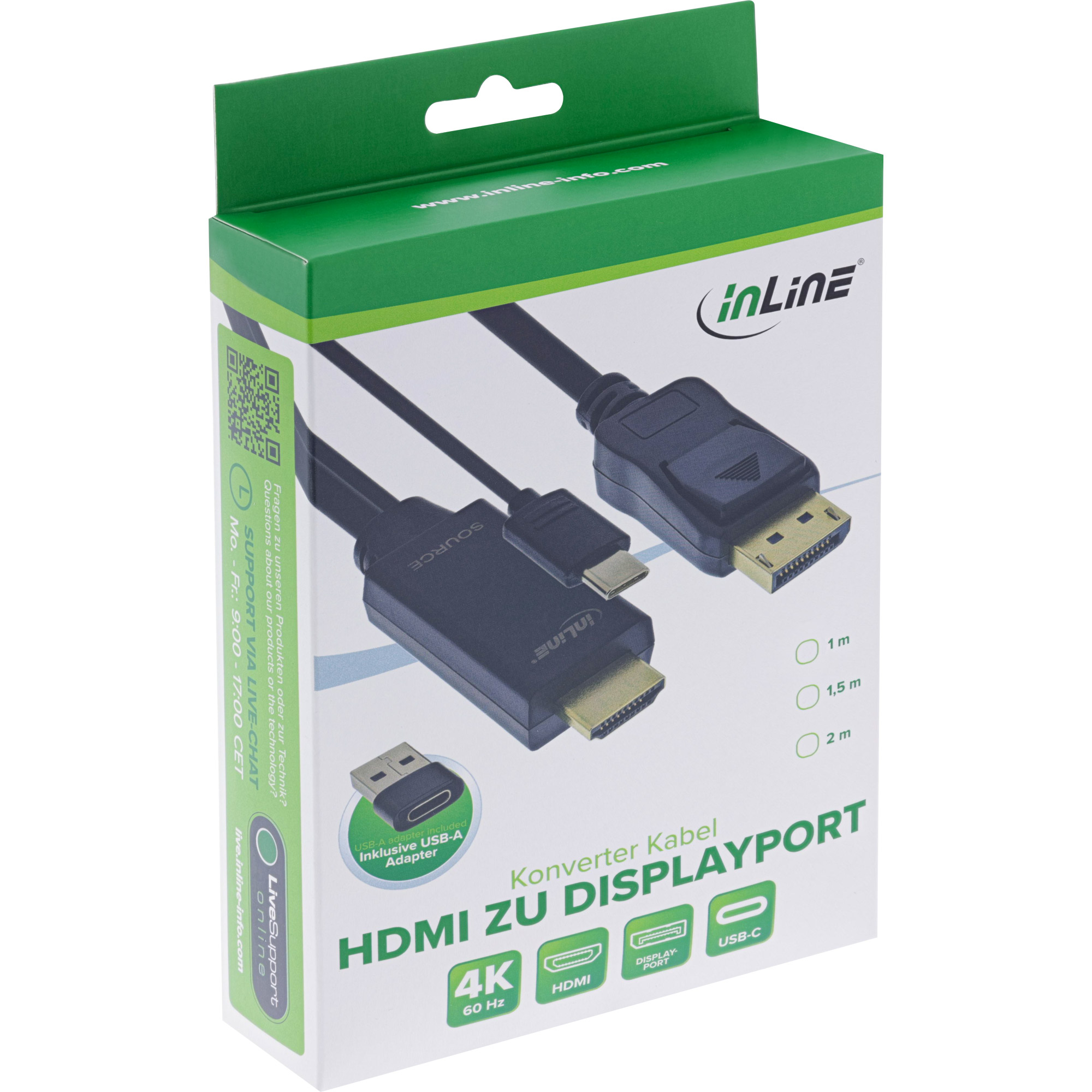 InLine® HDMI zu DisplayPort Konverter Kabel, 4K/60Hz, schwarz, 1,5m InLine® HDMI zu DisplayPort Konverter Kabel, 4K/60Hz, schwarz, 1,5m – Bild 2