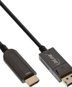 InLine® DisplayPort zu HDMI AOC Konverter Kabel, 4K/60Hz, schwarz, 20m