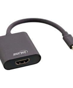 InLine® Mini DisplayPort HDMI Adapterkabel Aluminium mit Audio, 4K/60Hz, schwarz, 0,15m