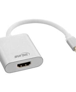 InLine® Mini DisplayPort HDMI Adapterkabel Aluminium mit Audio, 4K/60Hz, weiß, 0,15m