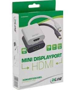 Alternative view of InLine® Mini DisplayPort HDMI Adapterkabel Aluminium mit Audio, 4K/60Hz, weiß, 0,15m
