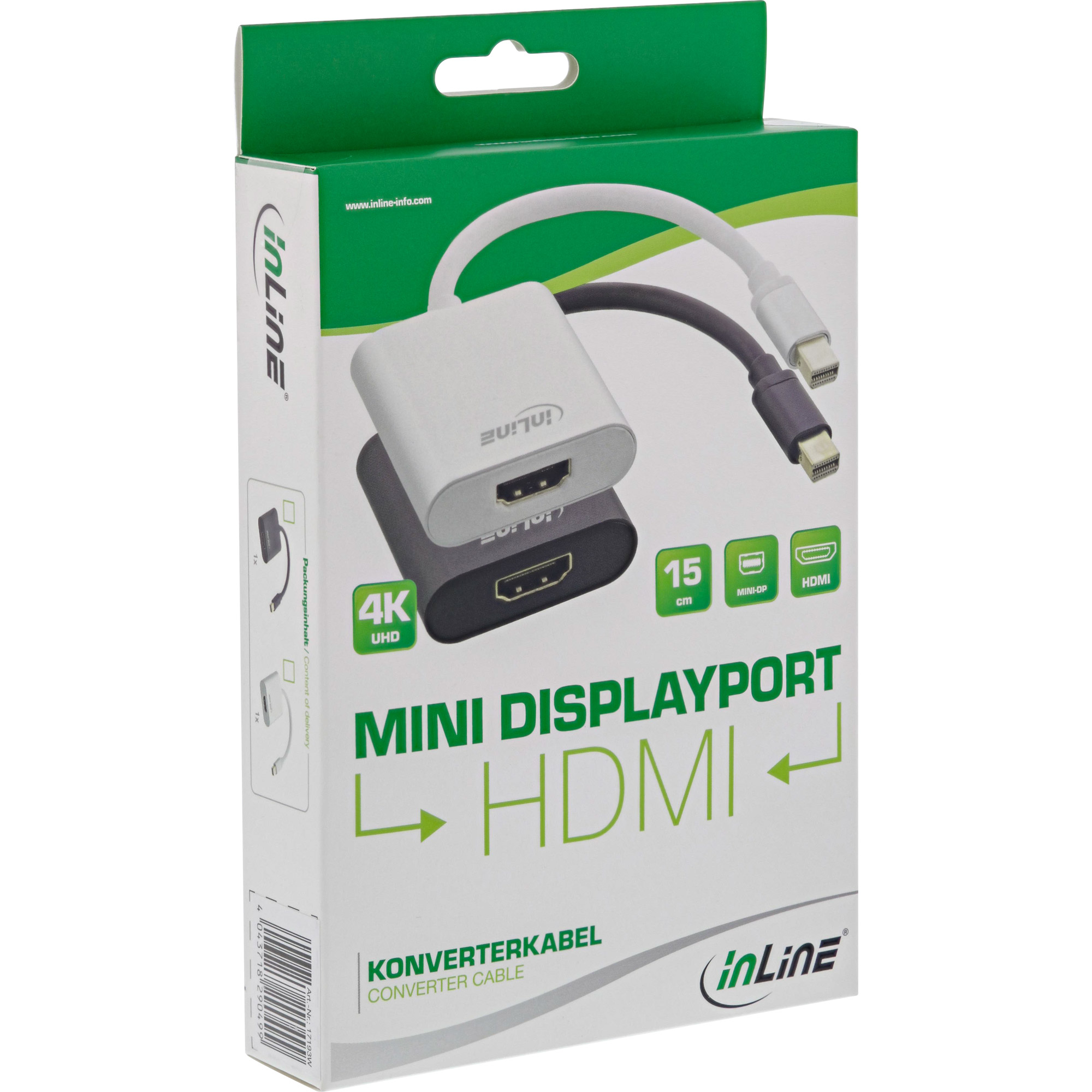 InLine® Mini DisplayPort HDMI Adapterkabel Aluminium mit Audio, 4K/60Hz, schwarz, 0,15m InLine® Mini DisplayPort HDMI Adapterkabel Aluminium mit Audio, 4K/60Hz, schwarz, 0,15m – Bild 2