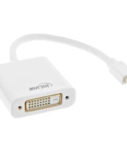 InLine® Mini DisplayPort zu DVI Adapter, Mini DisplayPort Stecker auf DVI-D 24+1 Buchse, Alu, weiß