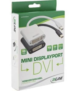 Alternative view of InLine® Mini DisplayPort zu DVI Adapter Aluminium, schwarz, 0,15m