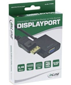 InLine® Basic DisplayPort Adapterkabel, DisplayPort Stecker auf VGA Buchse schwarz, 0,15m – Bild 3