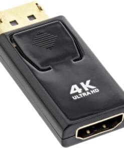 InLine® DisplayPort Adapter, DisplayPort Stecker auf HDMI Buchse, 4K/60Hz, mit Audio, schwarz