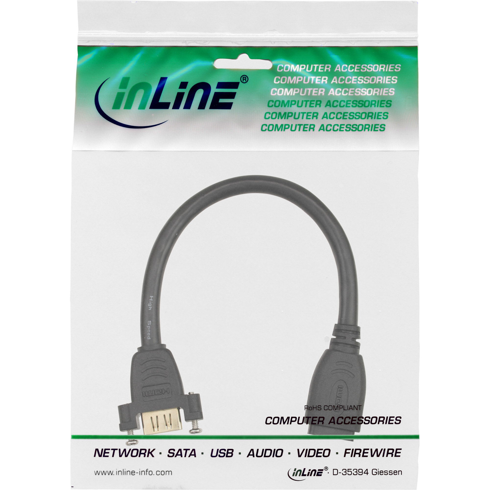 HDMI Adapterkabel zum Einbau, HDMI A Buchse/Buchse, vergoldete Kontakte, 4K2K, 0,2m HDMI Adapterkabel zum Einbau, HDMI A Buchse/Buchse, vergoldete Kontakte, 4K2K, 0,2m – Bild 2