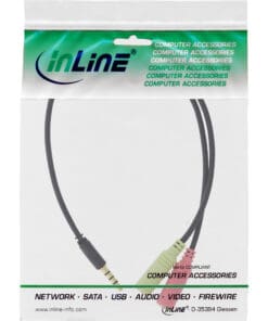 Alternative view of InLine® Audio Headset Adapterkabel, 3,5mm Klinke Stecker 4pol. an 2x 3,5mm Klinke Buchse, 2m
