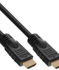 InLine® HDMI Kabel, HDMI-High Speed, Stecker / Stecker, verg. Kontakte, schwarz, 10m, schwarz