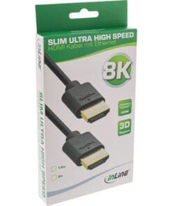 InLine® Slim Ultra High Speed HDMI Kabel, 8K4K, Stecker / Stecker, schwarz / gold, 1,5m – Bild 3