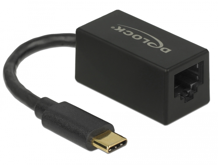Delock Adapter USB 3.0 Type-C > 1 x Gigabit LAN RJ45 kompakt schwarz Delock Adapter USB 3.0 Type-C > 1 x Gigabit LAN RJ45 kompakt schwarz