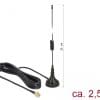 Delock Antenne LTE SMA St. 2dBi starr omni. Anschlusskabel RG-174 2,5m outdoor