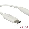 Delock Adapter Audio USB Type-C Stecker > Klinkenbuchse 14 cm weiß Stecker 3 Pin Metall