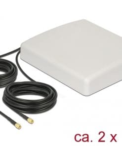 Delock LTE MIMO Antenne 2xSMA Stecker 8dBi direktional + Anschlusskabel RG58 10m