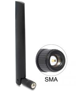 Delock LoRa 868 MHz Antenne SMA St. 3 dBi omnidirektional 6+ Kippgelenk schwarz
