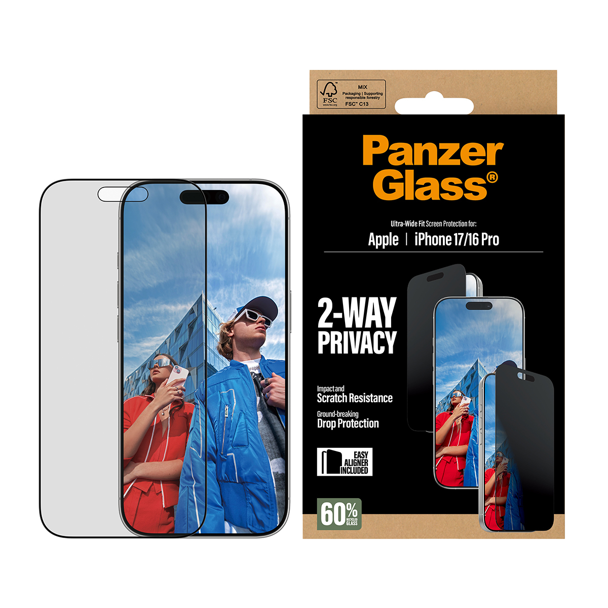 PanzerGlass 2-Way Privacy Schutzglas iPhone 17/16 Pro UWF PanzerGlass 2-Way Privacy Schutzglas iPhone 17/16 Pro UWF – Bild 2
