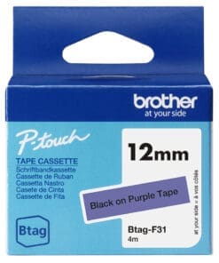 Brother Schriftband BTAG-F31 Schwarz auf Lila 12 mm x 4 m