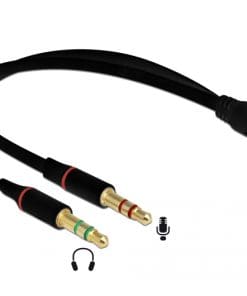 Delock Adapterkabel Klinke Headset 1 x 4 Pin Bu > 2 x 3 Pin St schwarz