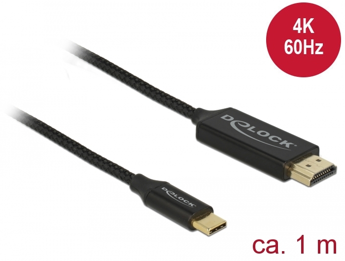 Delock Kabel USB Type-C Stecker > HDMI-A Stecker DP-Alt Mode 4K 60 Hz 1 m Delock Kabel USB Type-C Stecker > HDMI-A Stecker DP-Alt Mode 4K 60 Hz 1 m