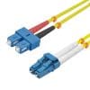 helos LWL OS2 Patchkabel Duplex LSZH 3,0mm LC/SC gelb 0,5m 9/125 µm, Singlemode , OS2-Faser für 10 Gigabit/s , LC Duplex St. an LC Duplex St. , Farbe: gelb , 20 Jahre Garantie