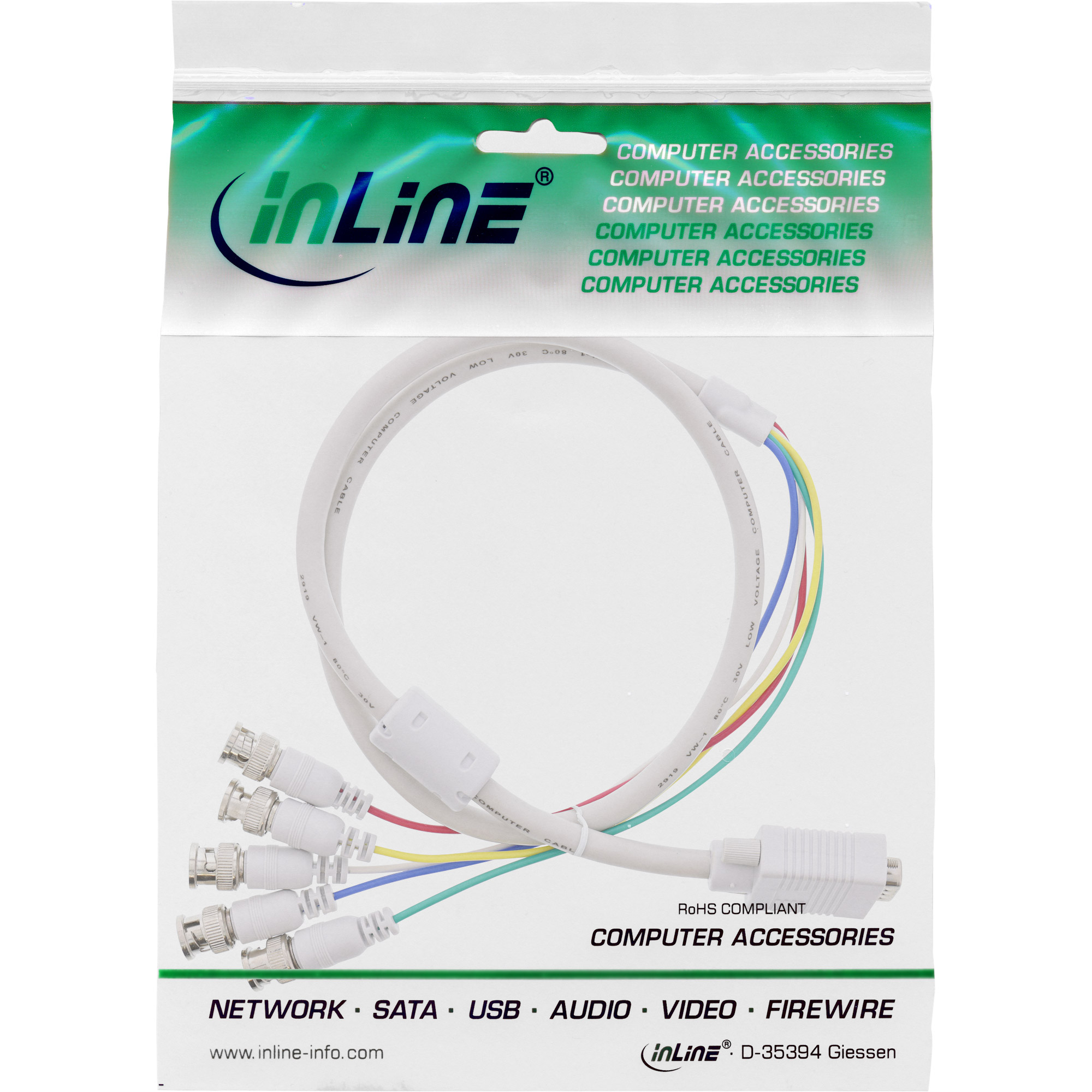 InLine® VGA BNC Kabel, 5x BNC Stecker an 15pol HD Stecker, 5m, beige InLine® VGA BNC Kabel, 5x BNC Stecker an 15pol HD Stecker, 5m, beige – Bild 2