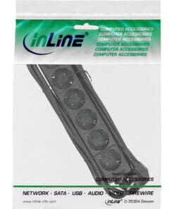 Alternative view of InLine® Steckdosenleiste, 6-fach Schutzkontakt, 3m, schwarz, schwarz