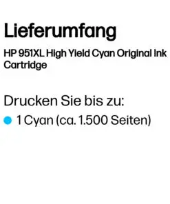 Alternative view of HP Tintenpatrone Nr. 951XL CN046AE Cyan (ca. 1500 Seiten)