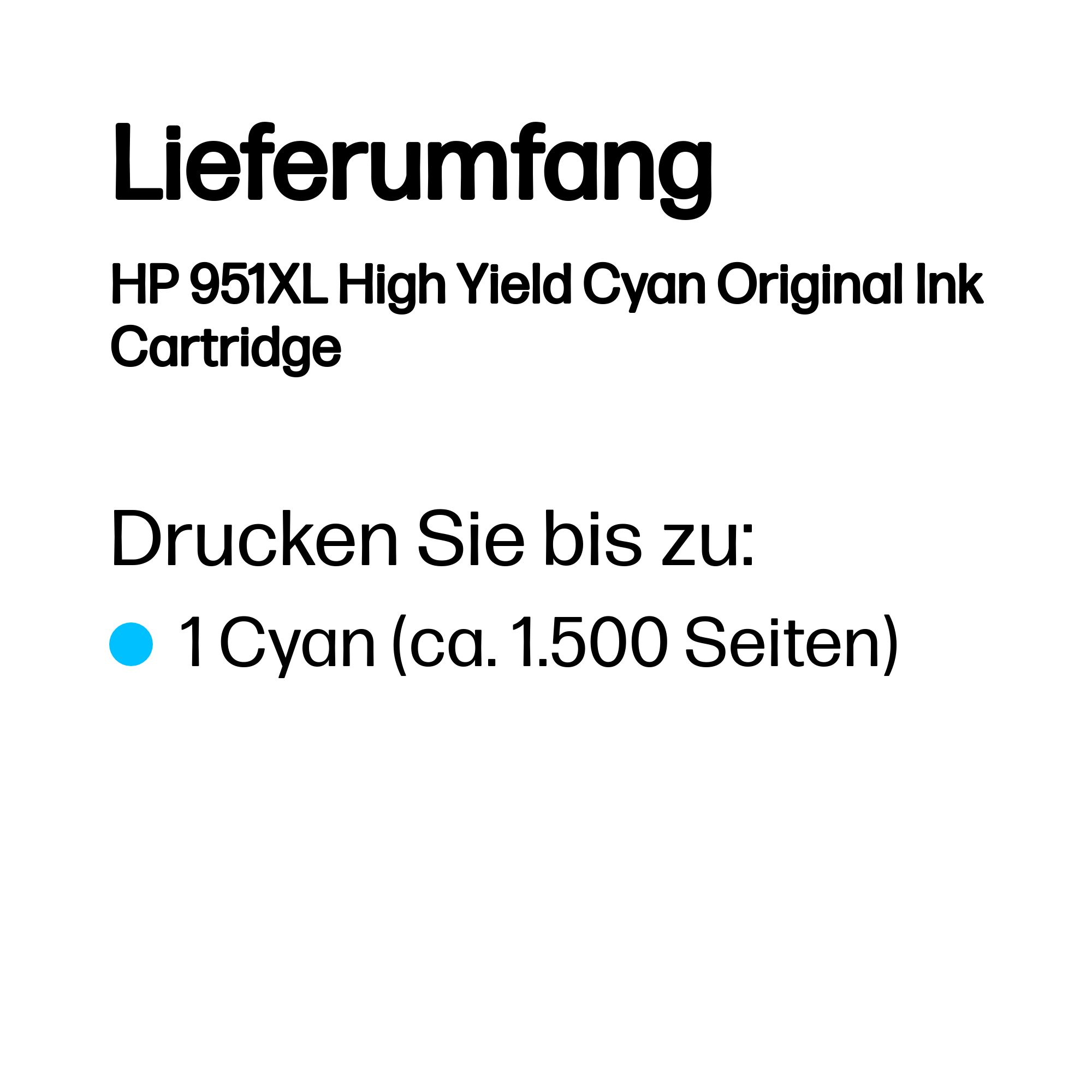 HP Tintenpatrone Nr. 951XL CN046AE Cyan (ca. 1500 Seiten) HP Tintenpatrone Nr. 951XL CN046AE Cyan (ca. 1500 Seiten) – Bild 2