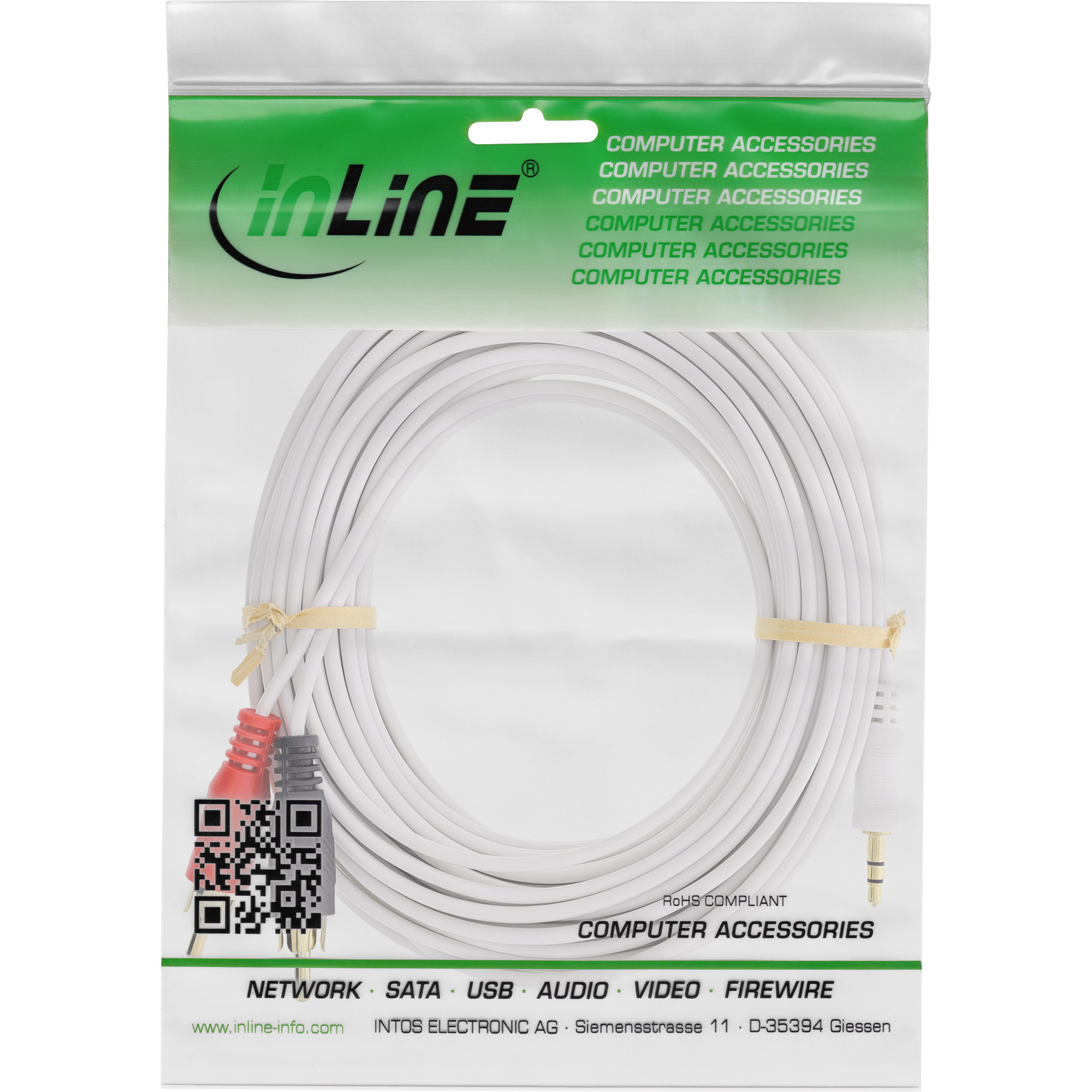 Cinch/Klinke Kabel, 2x Cinch Stecker an 3,5mm Klinke Stecker / gold, 1,5m Cinch/Klinke Kabel, 2x Cinch Stecker an 3,5mm Klinke Stecker / gold, 1,5m – Bild 2