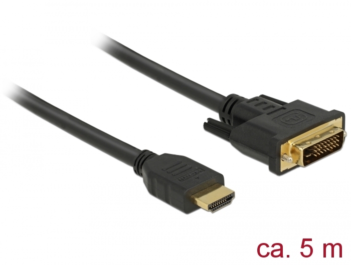 Delock Kabel DVI 24+1 Stecker > HDMI-A Stecker 5,0 m Delock Kabel DVI 24+1 Stecker > HDMI-A Stecker 5,0 m