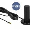 Delock 5G LTE Antenne SMA Stecker 0 - 3 dBi starr omnidirektional mit Anschlusskabel RG-58 C/U 3 m Wandmontage outdoor silber