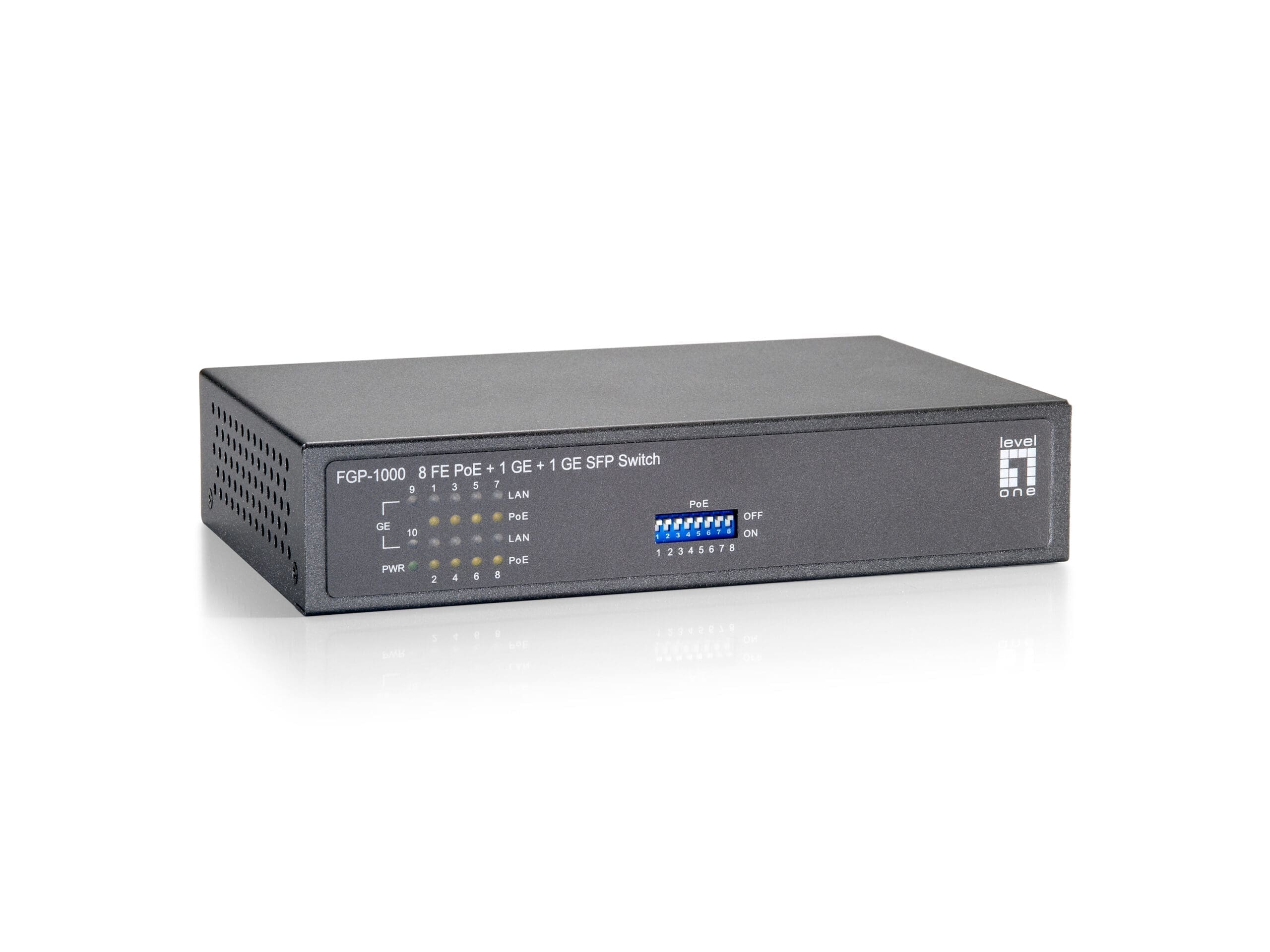 LevelOne FGP-1000 8 FE PoE + 1 GE + 1 GE SFP Switch,120W LevelOne FGP-1000 8 FE PoE + 1 GE + 1 GE SFP Switch,120W