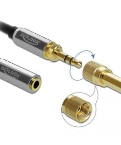 Delock Klinkenverlängerungskabel 3,5 mm 3 Pin Stecker zu Buchse mit 6,35 mm