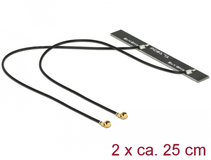 Delock WLAN 802.11 ac/a/h/b/g/n Doppelantenne 2 x MHF® I Stecker 3 - 5 dBi 2 x Delock WLAN 802.11 ac/a/h/b/g/n Doppelantenne 2 x MHF® I Stecker 3 - 5 dBi 2 x