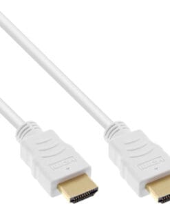 InLine® HDMI Kabel, HDMI-High Speed mit Ethernet, Premium, Stecker / weiß / gold, 1,5m, weiß