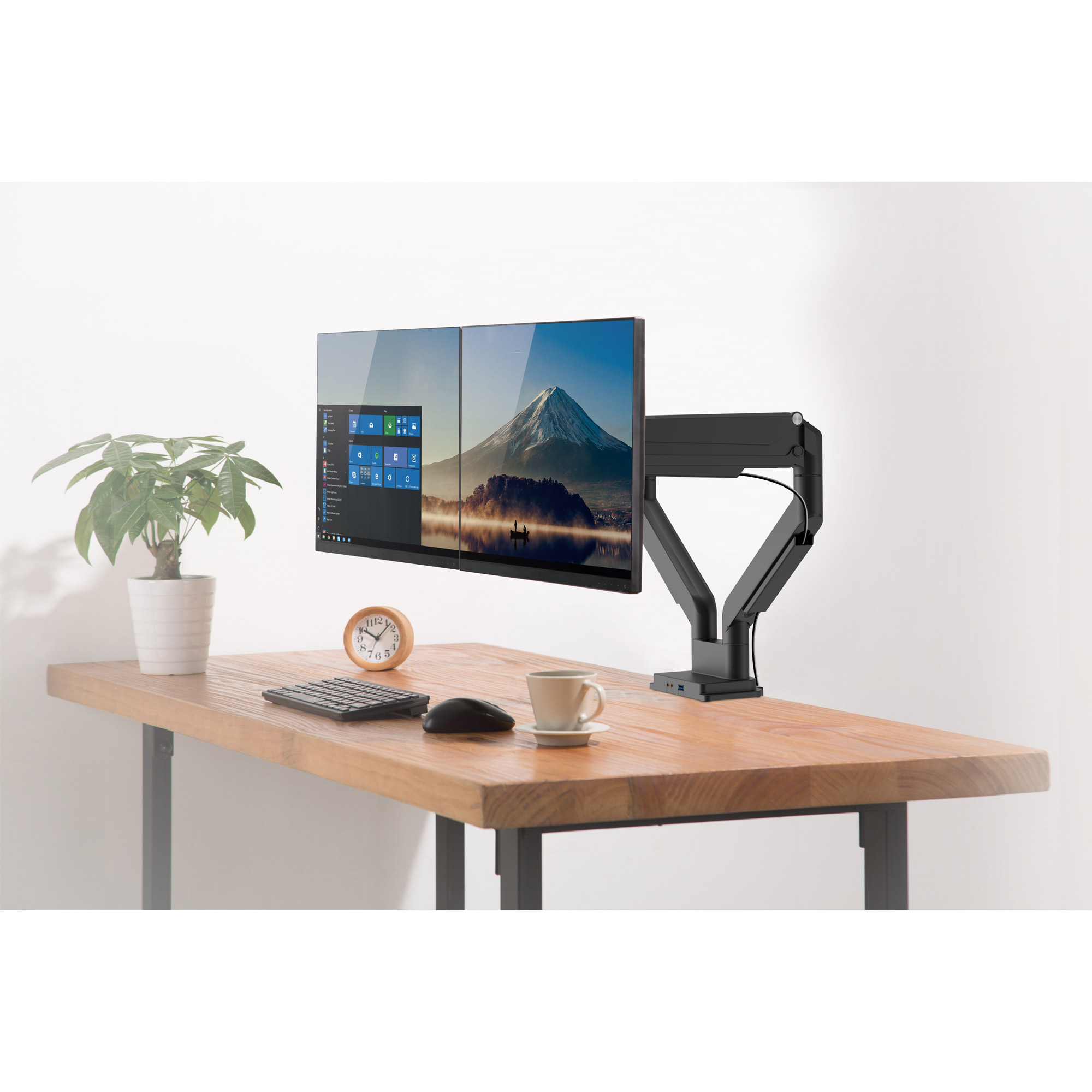InLine® Tischhalterung mit Lifter und USB/Audio, beweglich, für zwei Monitore bis 81cm (32"), max. 9kg InLine® Tischhalterung mit Lifter und USB/Audio, beweglich, für zwei Monitore bis 81cm (32"), max. 9kg – Bild 2